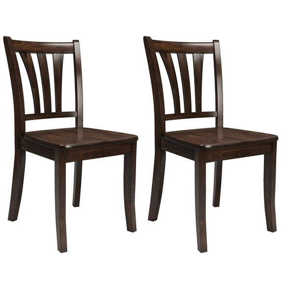 CorLiving Dillon Cappuccino Solid Wood Dining Chairs Set of 2 with High Slatted Backs - Kitchen & Dining Room Chairs, Table Chairs for Dining Room, Kitchen & Dinning Area