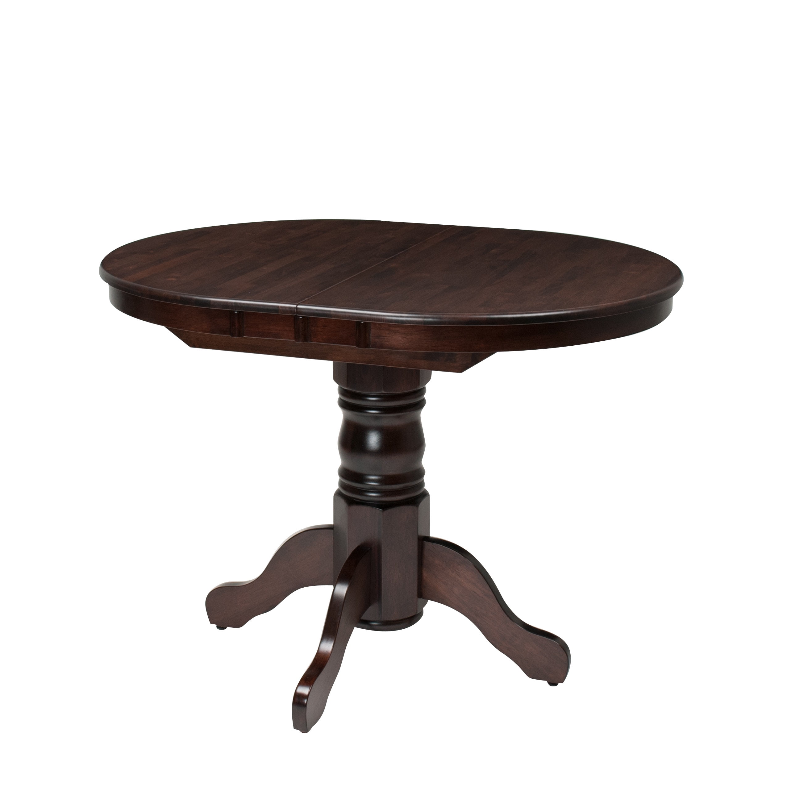 CorLiving Dillon Extendable Cappuccino Stained Oval Pedestal Dining Table with 12in Butterfly Leaf