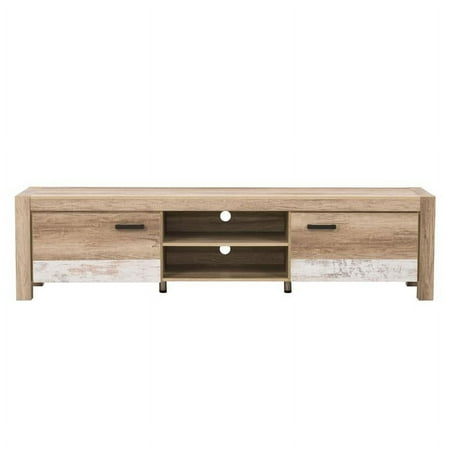 CorLiving - Joliet Duotone TV Bench for TVs up to 95" - Distressed Warm Beige, White Duotone