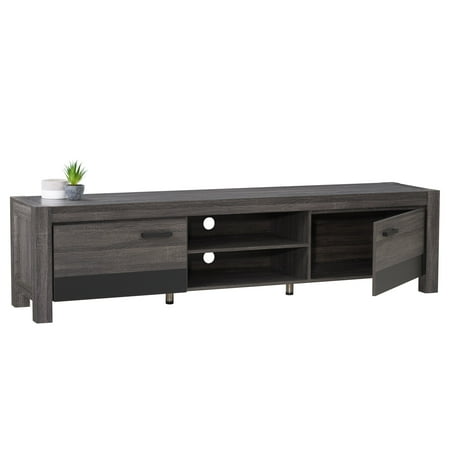 CorLiving - Joliet Duotone TV Bench for TVs up to 95" - Distressed Carbon Grey, Black Duotone