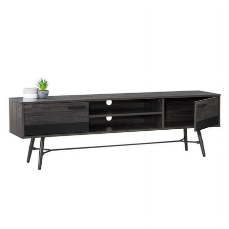CorLiving - Aurora TV Bench with Splayed Legs, For TVs up to 85" - Distressed Carbon Grey, Black Duotone