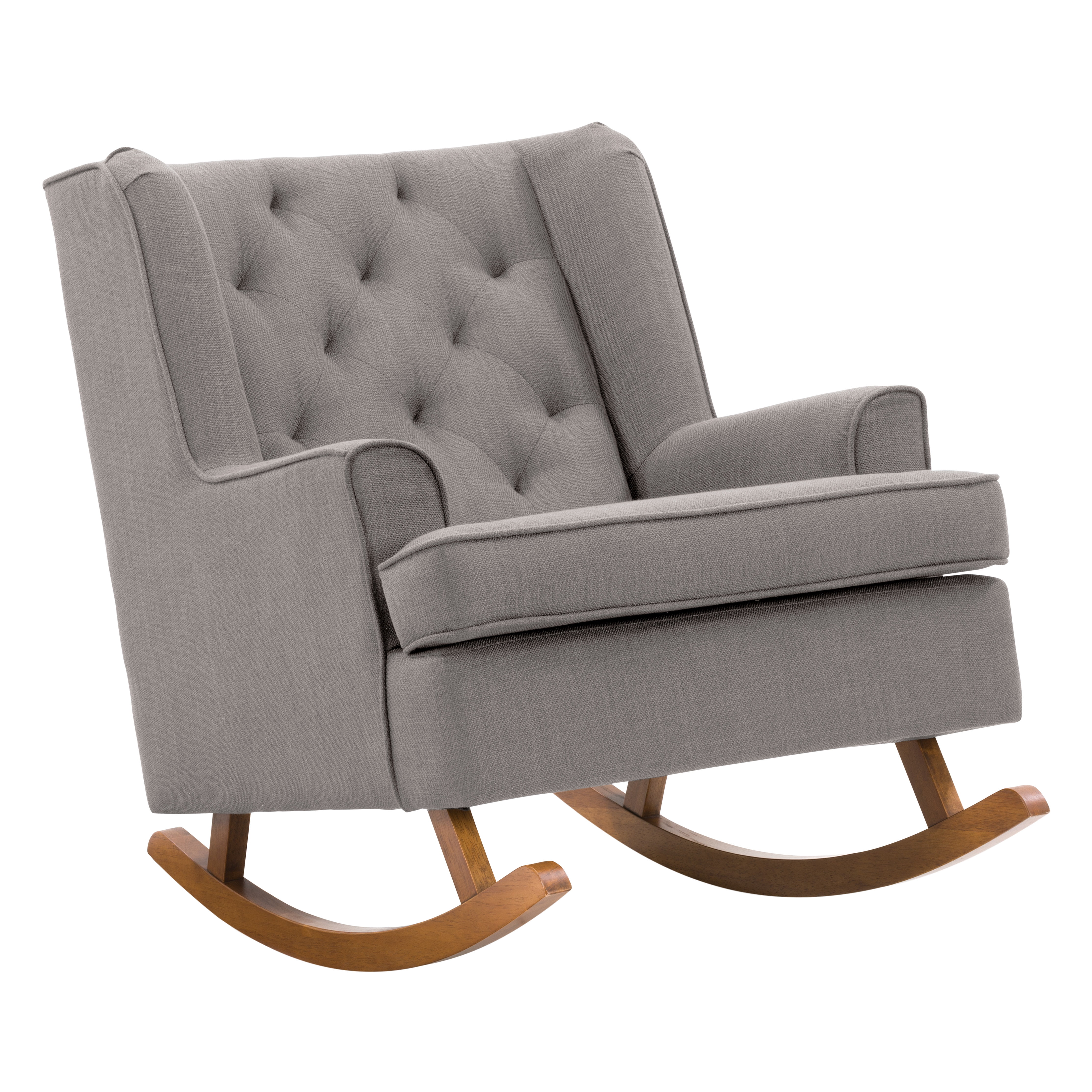CorLiving Eleanor Light Grey Fabric Tufted Timeless Rocking Chair with ...