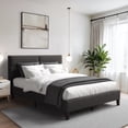 thumbnail image 1 of CorLiving Emerson Upholstered Adult Queen Platform Bed with Slats and Tufted Headboard - No Box Spring Required, Dark Grey, 1 of 6