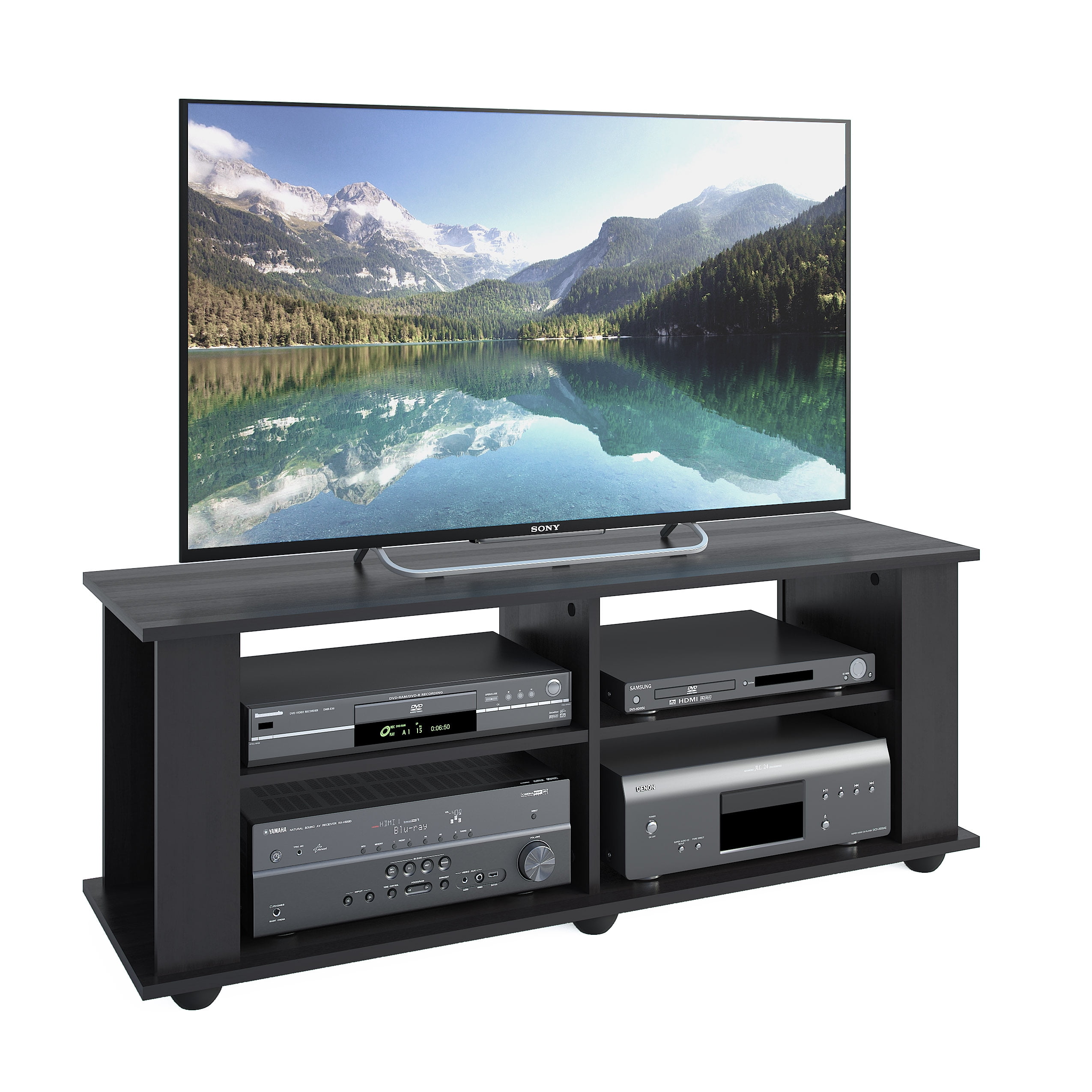 Ravenwood Black 51" MDF TV Stand with Open Shelving