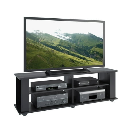 CorLiving - Fillmore Black Wooden TV Stand, for TVs up to 75" - Ravenwood Black