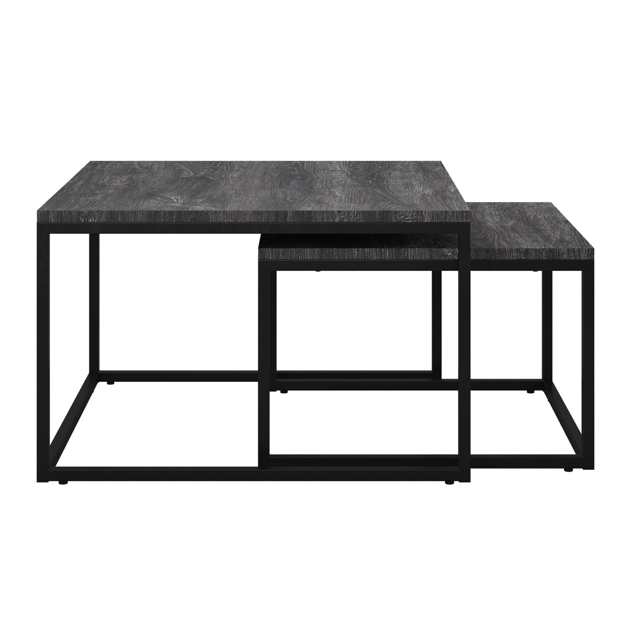 Fort Worth Dark Gray Wood and Metal Square Nesting Coffee Tables