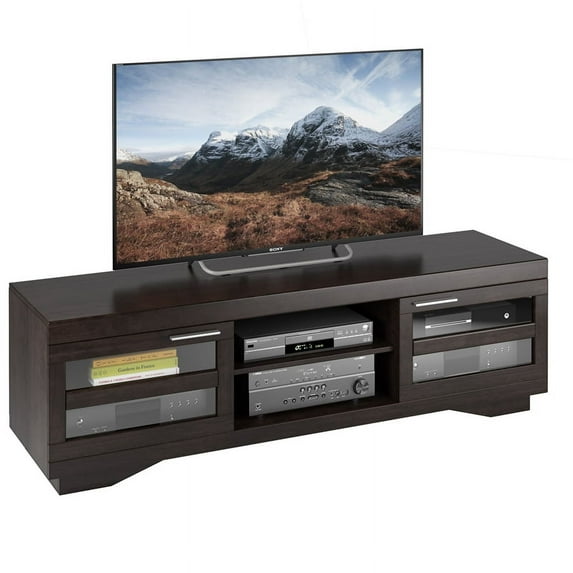 CorLiving Granville Espresso Black Wood Veneer TV Stand - For TVs up to 85"