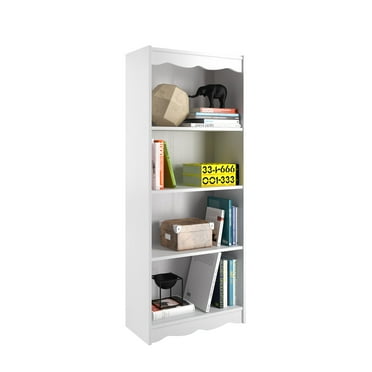 CorLiving Hawthorne White Engineered Wood 4 Shelf Bookcase with 3 Adjustable Shelves - Bedroom, Office, Living Room, Multi-Purpose, Décor Holder, Storage Shelving Unit