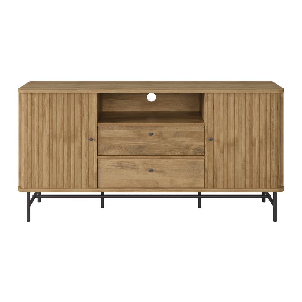 Hikari Light Brown Curved Sideboard Buffet with Sliding Doors