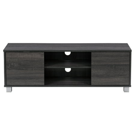 CorLiving - Hollywood Wood Grain TV Stand with Doors for Most TVs up to 55" - Dark Grey