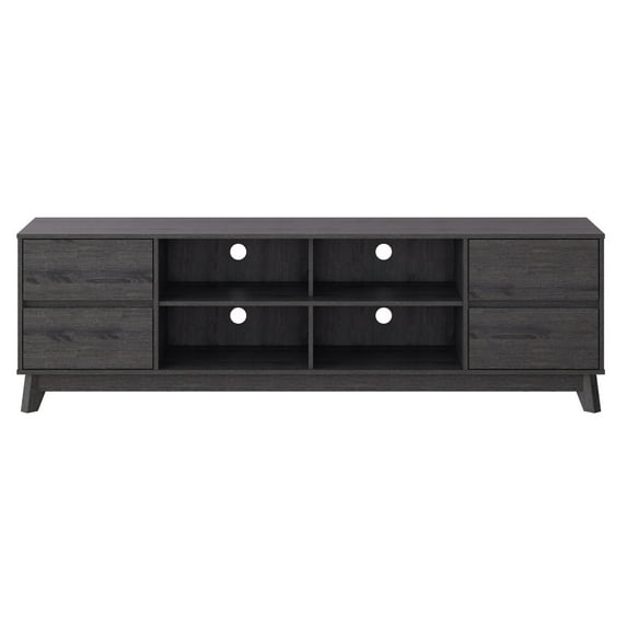 CorLiving Hollywood Mid-Century Modern Dark Gray Engineered Wood TV Stand with Drawers for Most TVs up to 85": Large Media Console, TV Stand for Living Room, Contemporary TV Console Cabinet