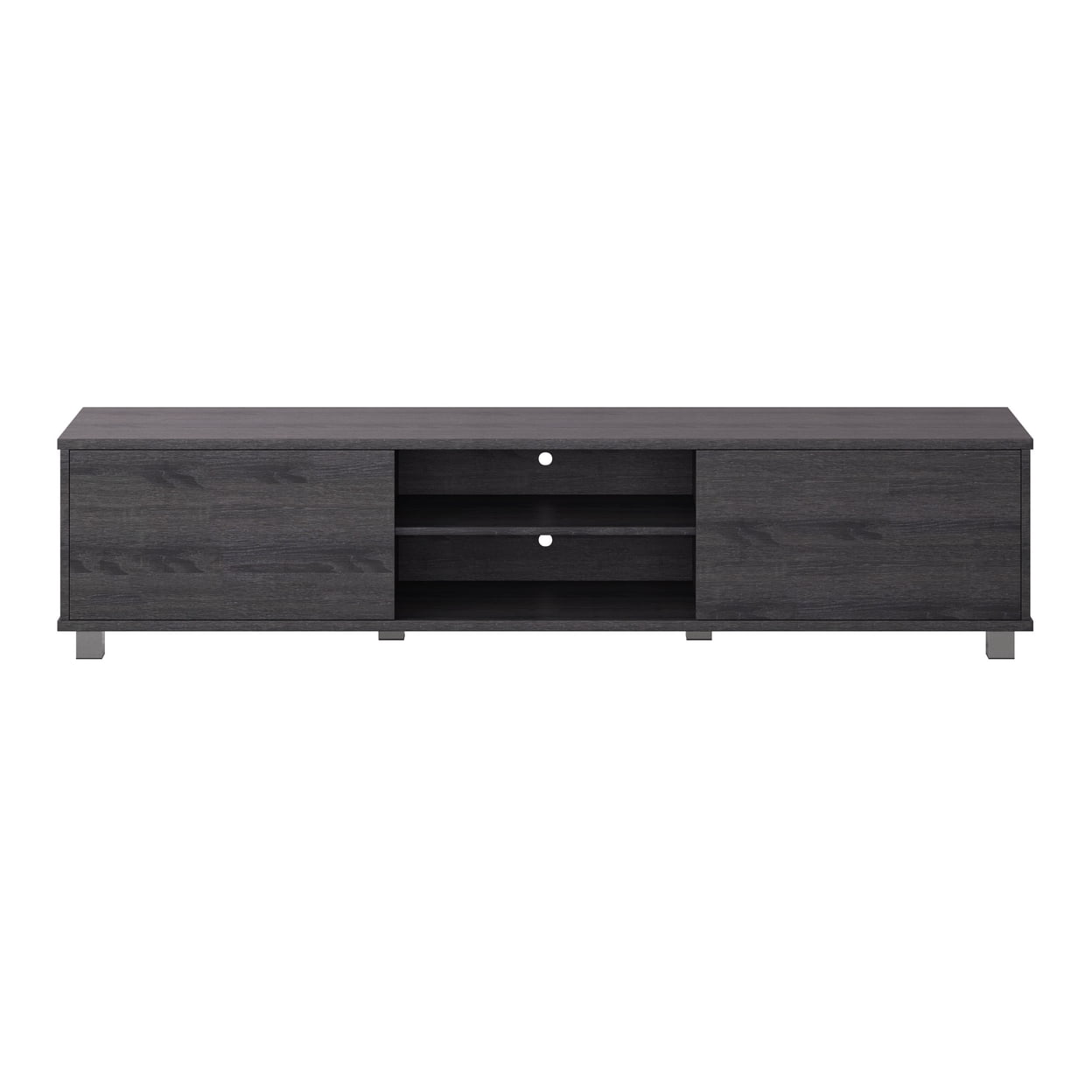 Dark Gray Wood Grain TV Stand with Cabinets for TVs up to 85"