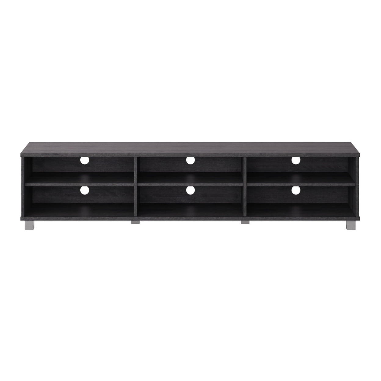 Modern Gray Wood Grain & Silver Leg TV Stand for Up to 85" TVs