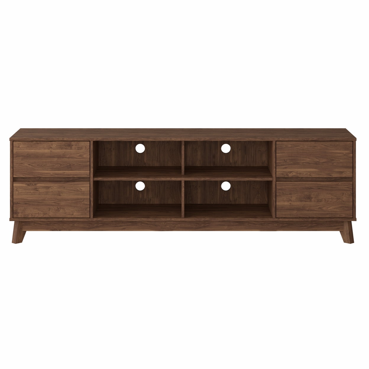 Mid-Century Modern Flared Leg 76" Wood Grain TV Stand with Drawers - Brown