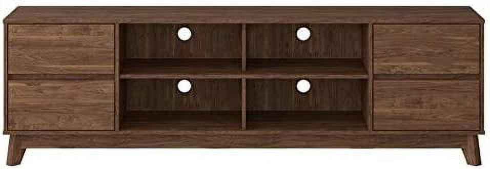 Mid-Century Modern Flared Leg 76" Wood Grain TV Stand with Drawers - Brown