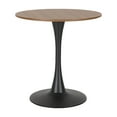 thumbnail image 1 of CorLiving Ivo Modern Round Brown Engineered Wood and Black Steel Pedestal Dining Table - Small Pedestal Dining Room Table for 3, Ideal Small Round Kitchen Table, Bistro Cafe Table, 1 of 6