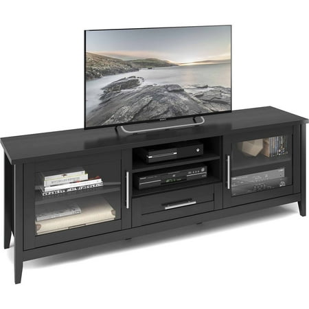 CorLiving - Jackson Wooden TV Stand, for TVs up to 85" - Black Wood Grain