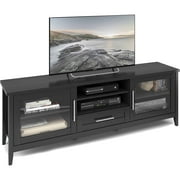 CorLiving Jackson Extra Wide Black Wood Grain TV Bench, for TVs up to 80"
