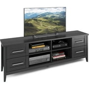 CorLiving Jackson Extra Wide TV Bench in Black Wood Grain Finish for TVs up to 80"