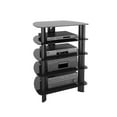 thumbnail image 1 of CorLiving Laguna Satin Black Glass Component Stand, 1 of 7