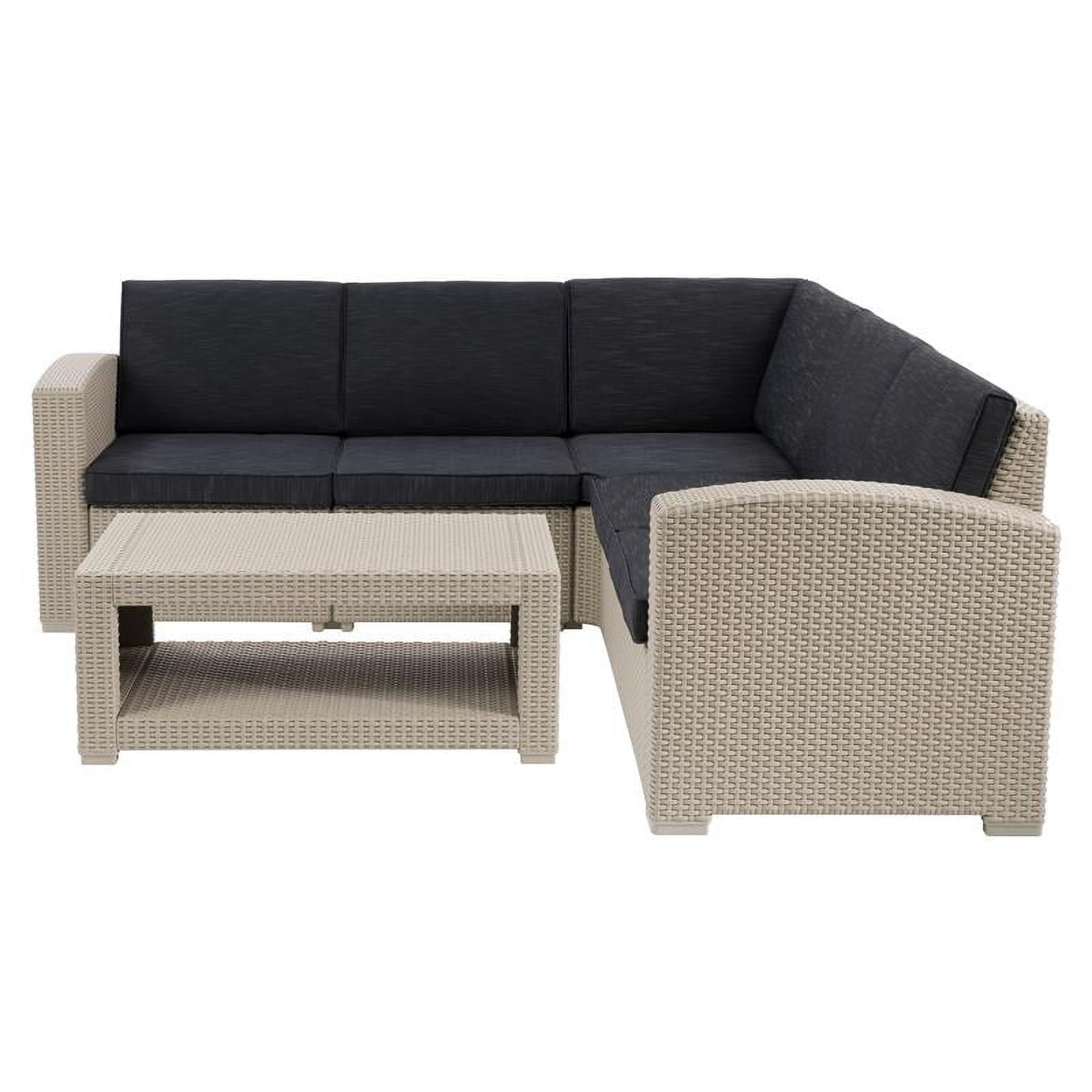 CorLiving Lake Front Beige Rattan Patio Sectional Set - 6pc - Walmart.com