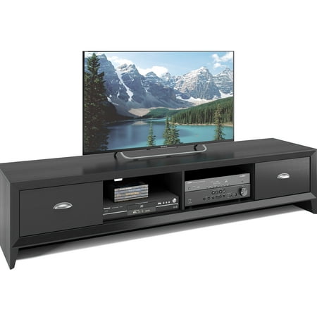 CorLiving - Lakewood Extra Wide TV Stand, for TVs up to 85" - Black Wood Grain
