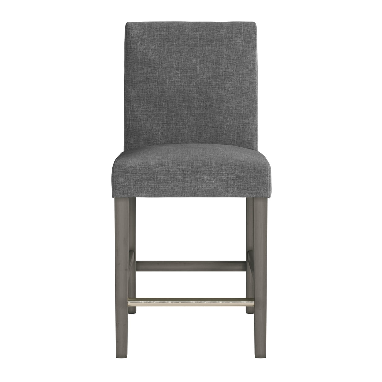 Laura Gray Fabric and Wood Counter Height Barstool with Steel Footrest