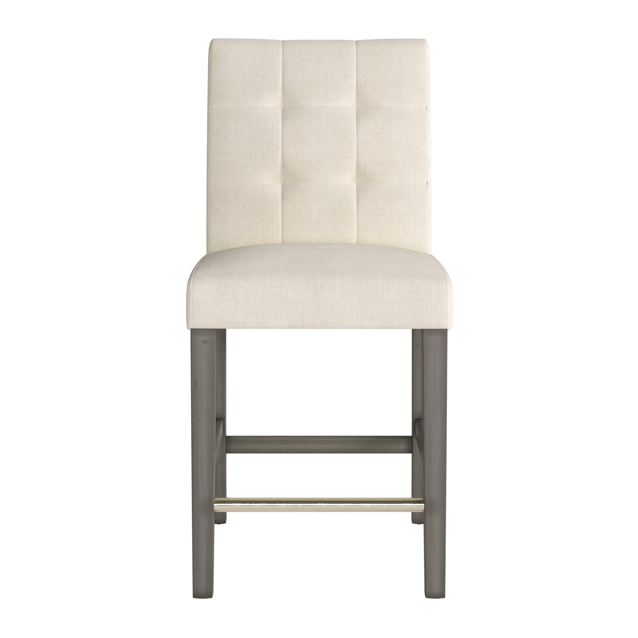 Beige Upholstered Counter Height Bar Stool with Metal Footrest