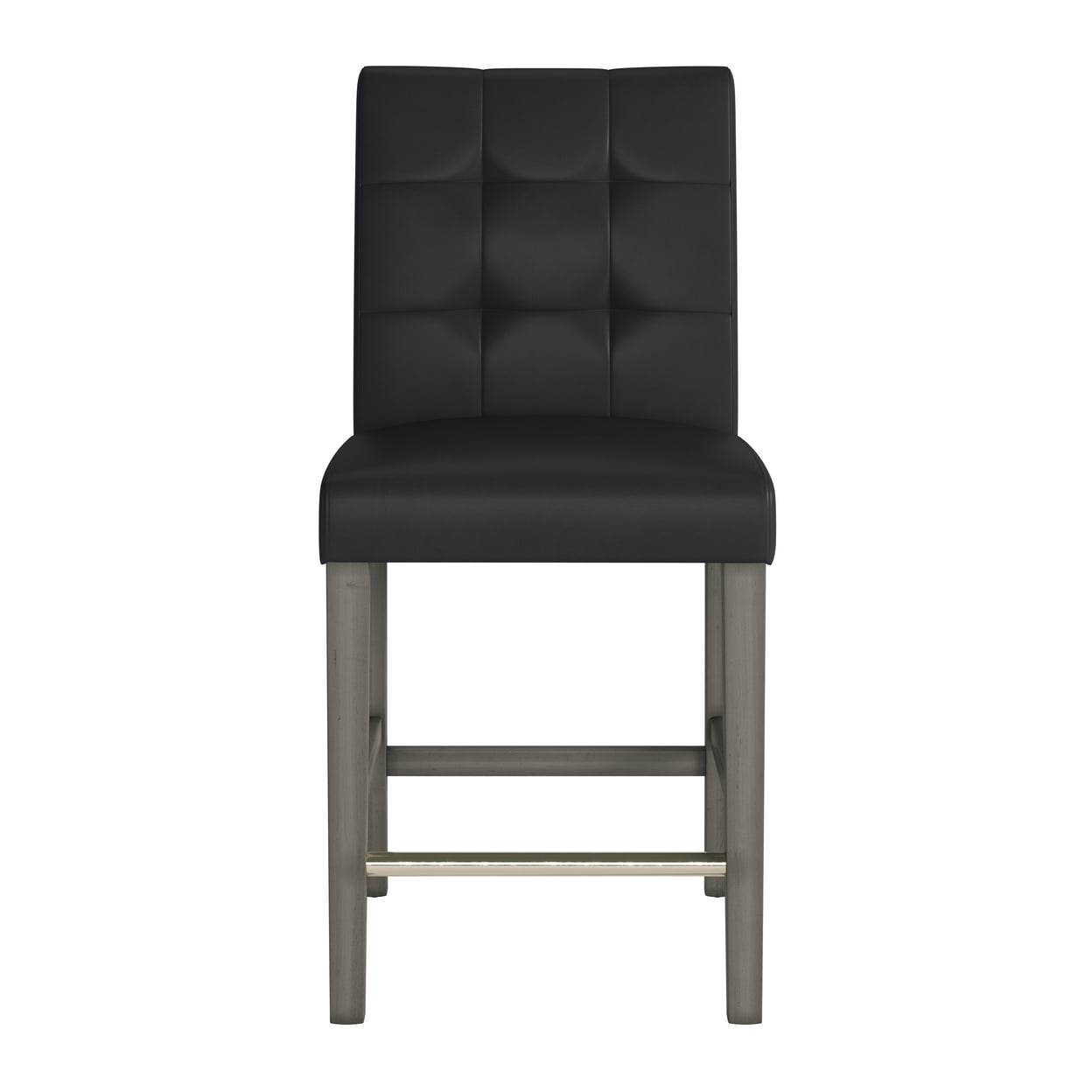 Graphite Black Vegan Leather and Wood Counter Height Barstool