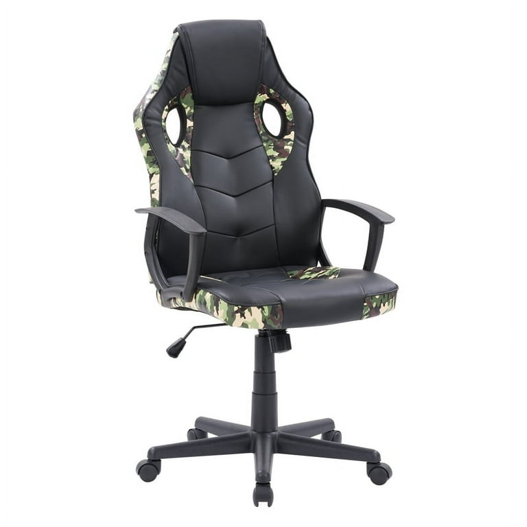 CorLiving Mad Dog Black and Camo Multi Color Faux Leather Gaming Chair