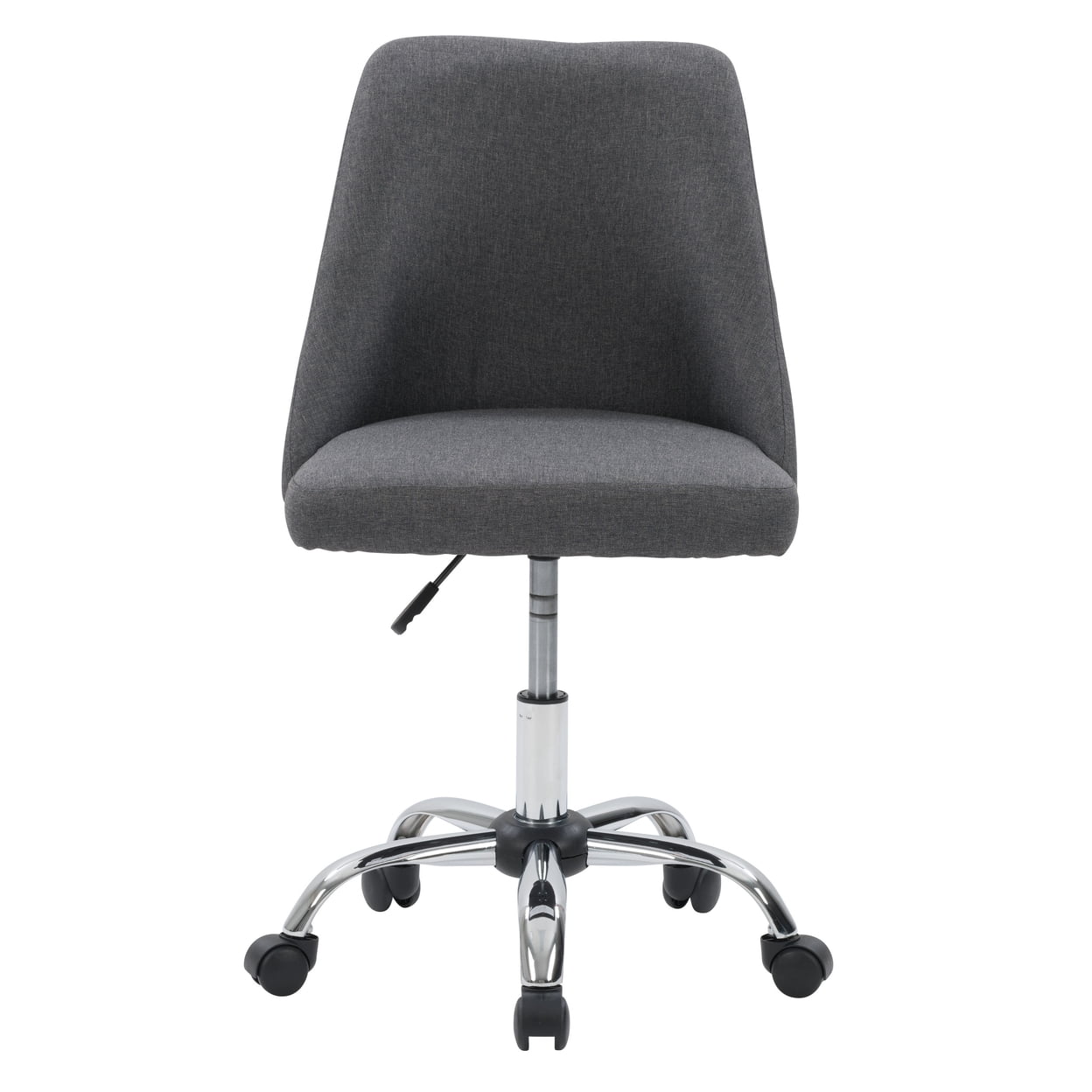 Dark Grey Fabric Upholstered Armless Task Chair with Metal Base