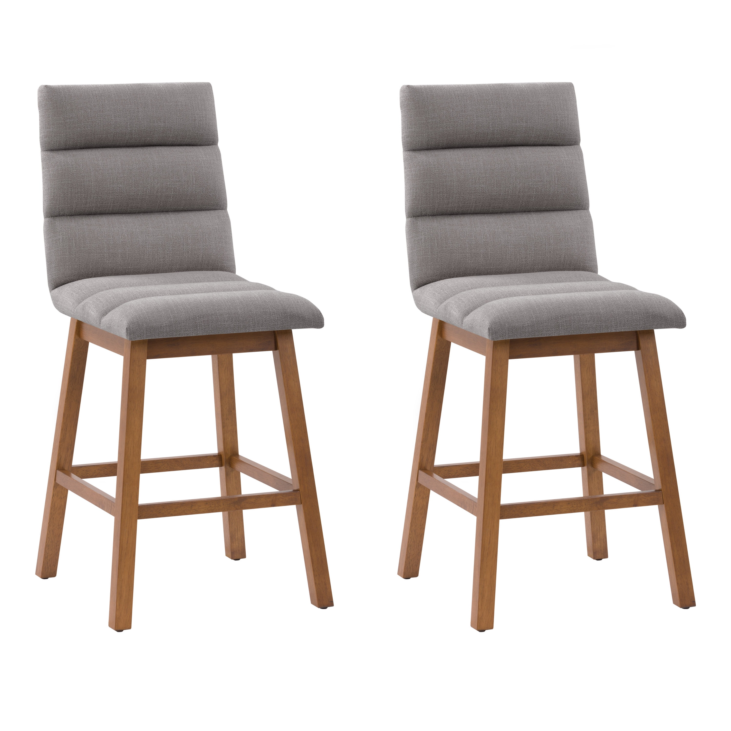 Meridian Light Gray Upholstered Wood Counter Height Bar Stools