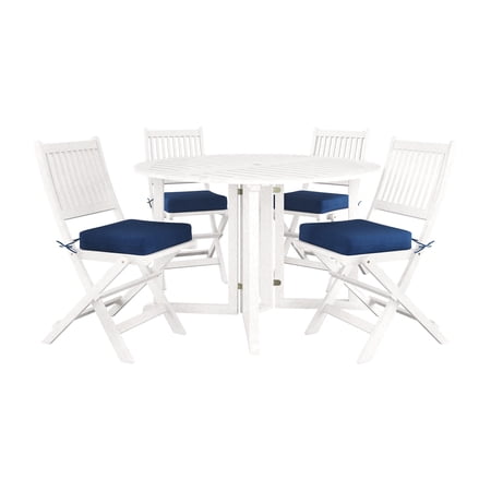 CorLiving Miramar White Washed Wood Outdoor Folding Dining 5pc Set