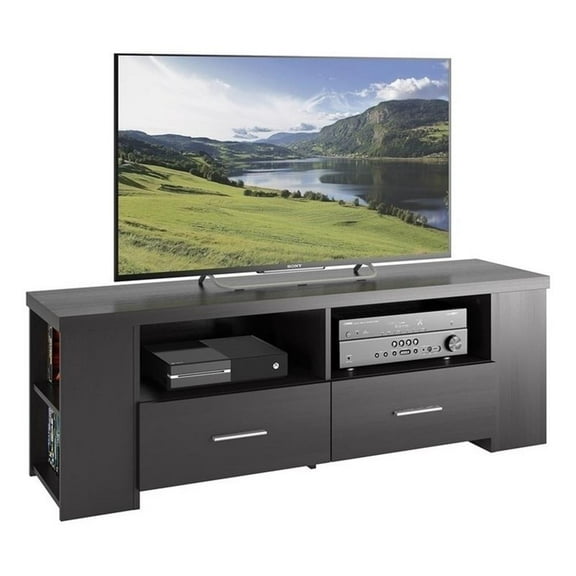 CorLiving Modern Black Engineered Wood TV Stand with Drawers for TVs up to 75"