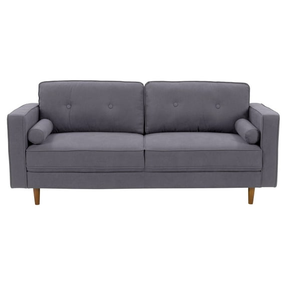 CorLiving Mulberry Mid-Century Modern Gray Microfibre 3-Seater Sofa with Bolster Cushions - Comfy Couch for Living Room - Elegant & Comfortable Sofa Furniture - Couches for Living Room Decor