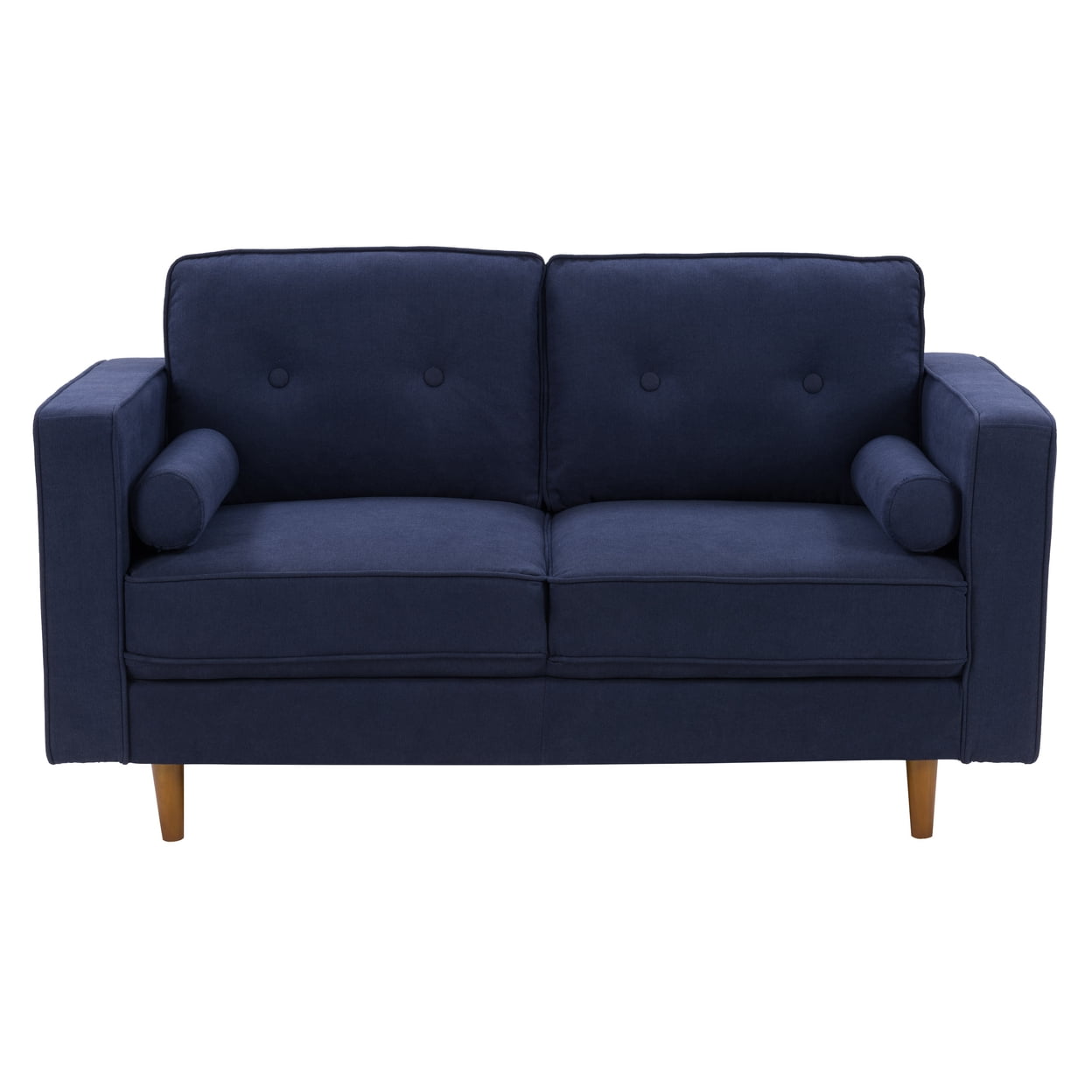 Navy Blue Tufted Microfiber Loveseat with Pillow-top Arms