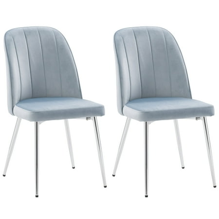 CorLiving - Nash Velvet Channel Tufted Side Chair - Blue