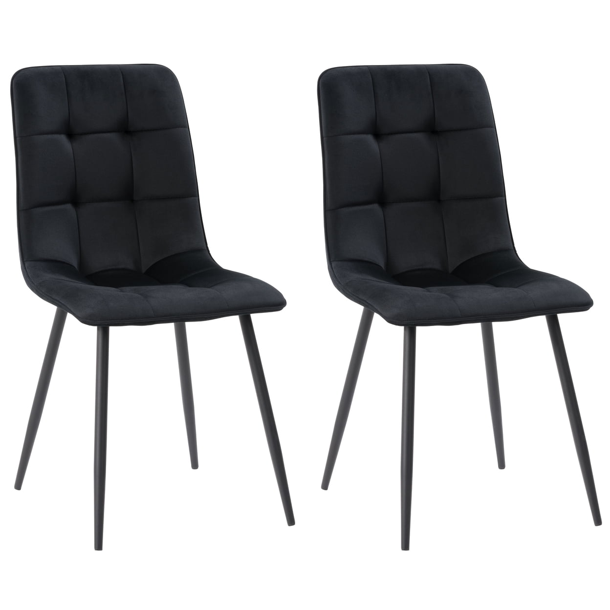 Nash Black Velvet Upholstered Side Chair with Metal Legs