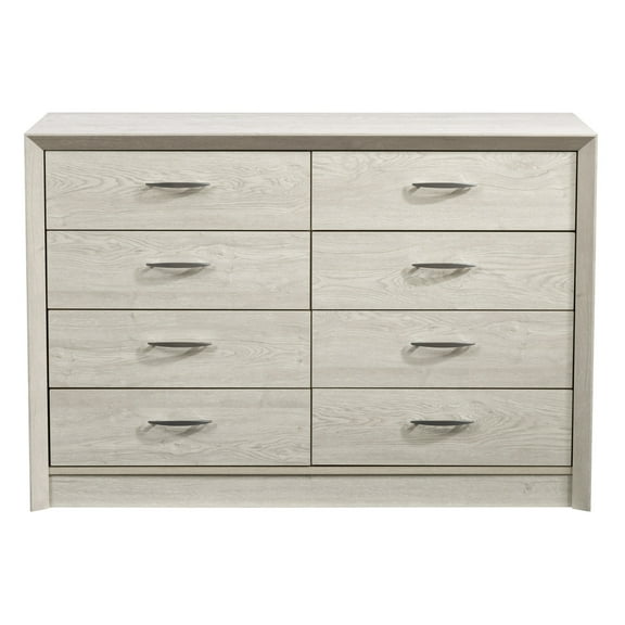 CorLiving Newport Mid-Century Modern White Engineered Wood 8-Drawer Wide Dresser
