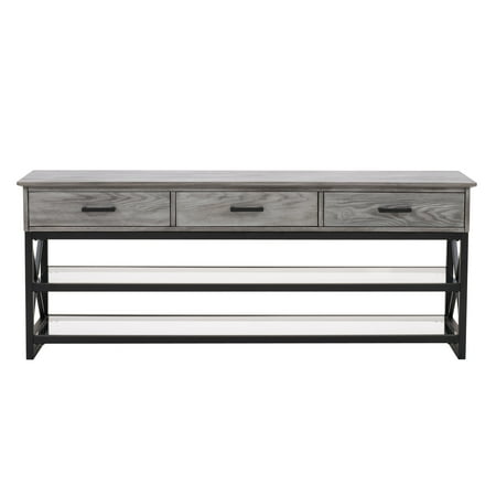CorLiving - TV Cabinet for Most Flat-Panel TVs Up to 70" - Matte Black/Whitewash Gray