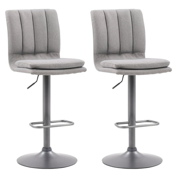 CorLiving Palmer Adjustable Channel Tufted Upholstered Barstool Set of 2
