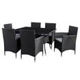 thumbnail image 1 of CorLiving Parksville 7p Black Wicker / Rattan Patio Dining Set w Rectangle Table, 1 of 7