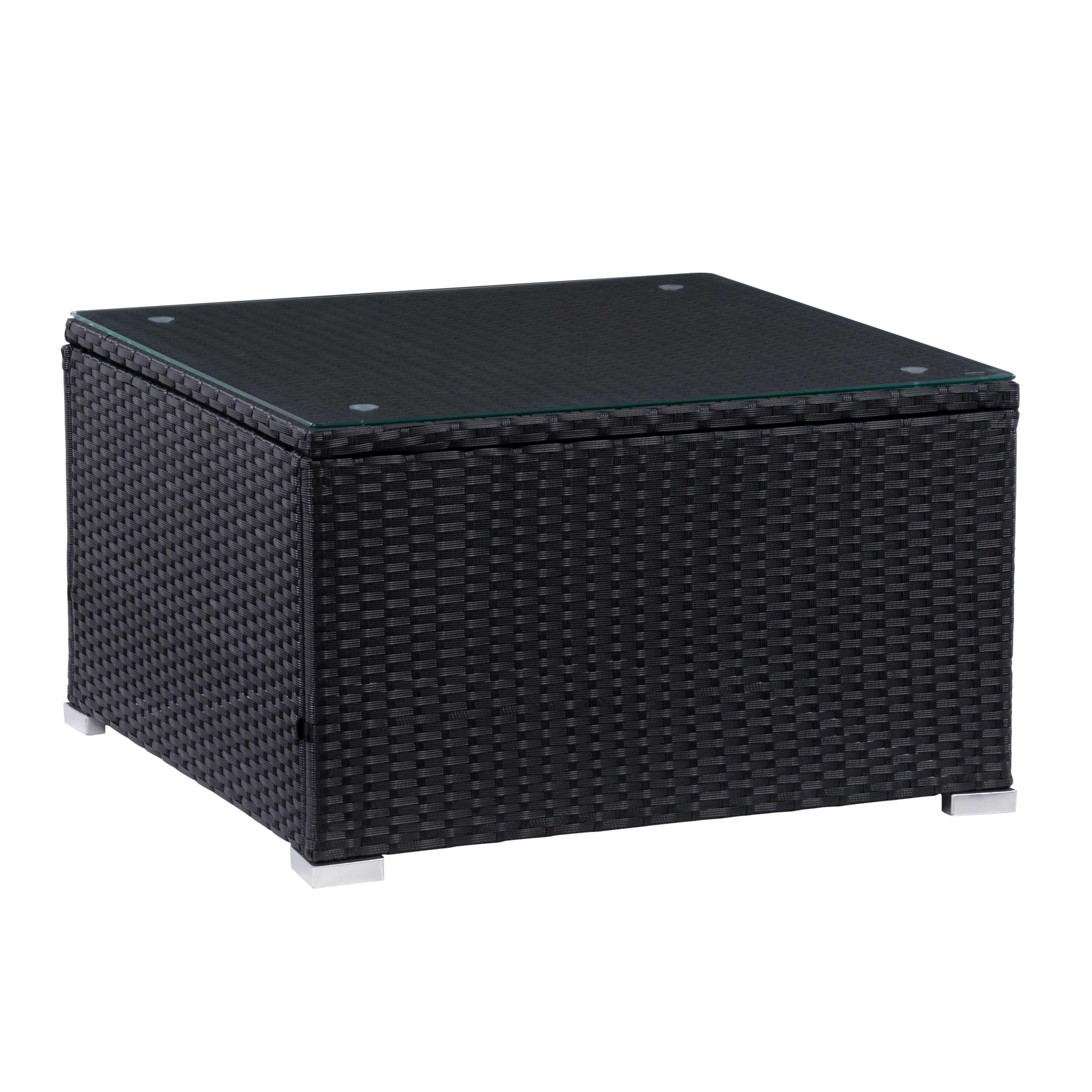 Parksville Black Resin Wicker and Steel Square Patio Coffee Table