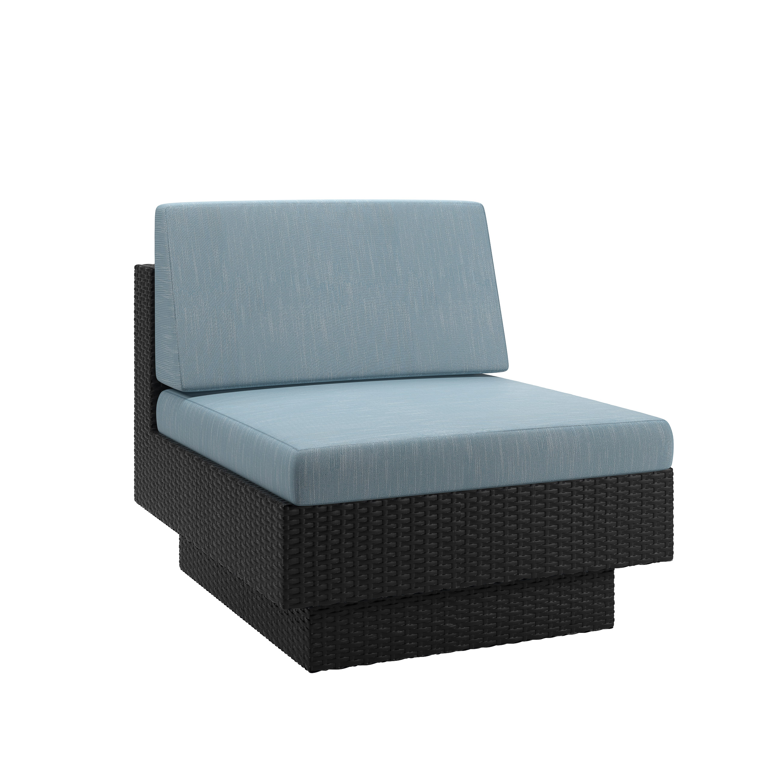 CorLiving Patio Middle Seat in Textured Black Weave with Teal Cushions - image 1 of 3