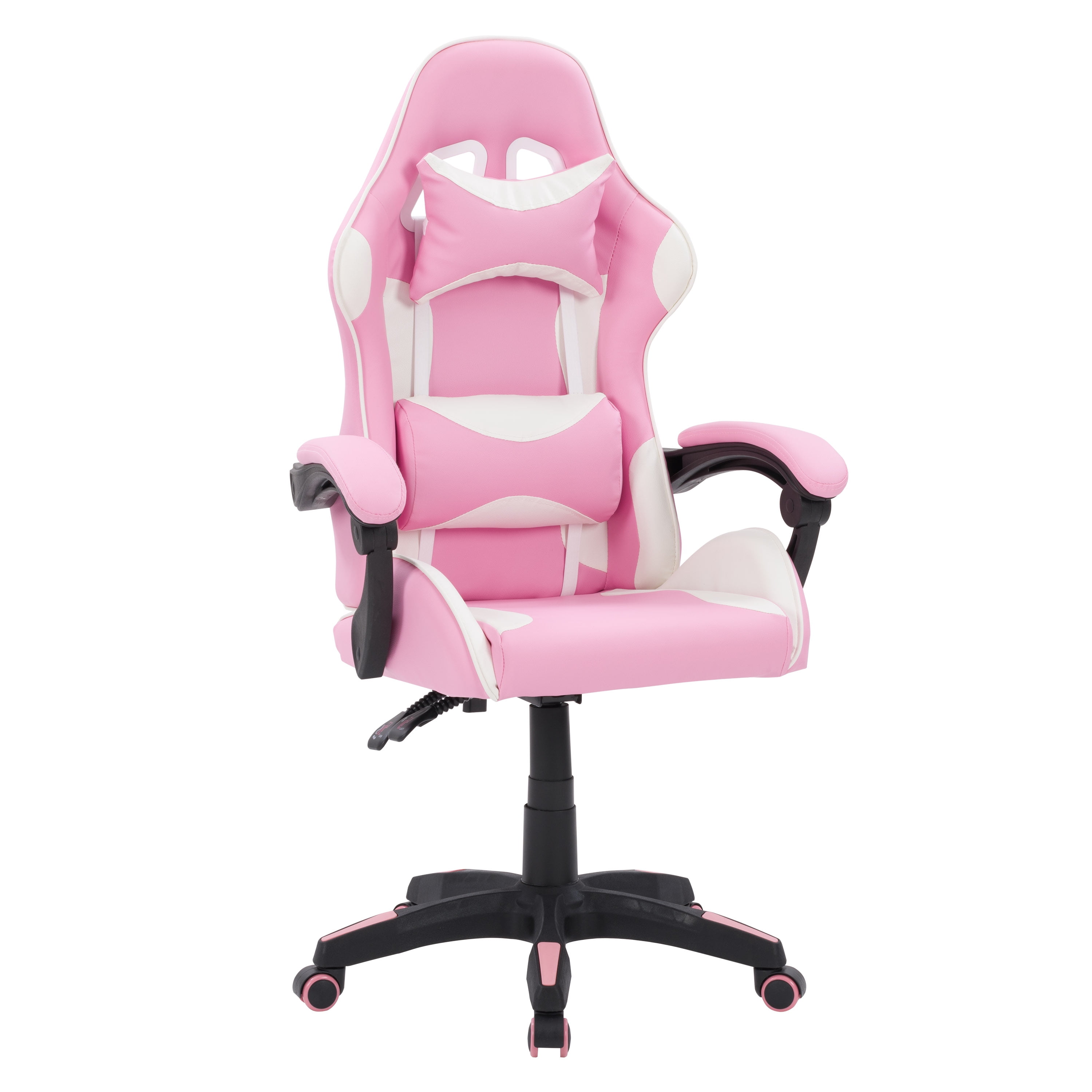 Ravagers Pink and White Ergonomic PVC Gaming Chair with Adjustable Height