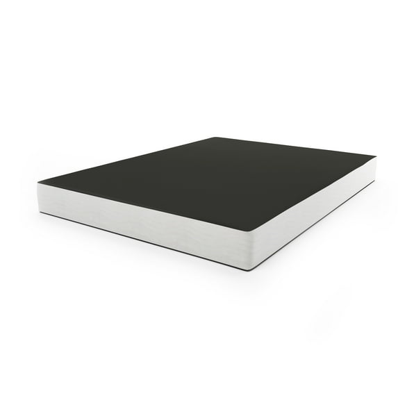 CorLiving Ready-to-Assemble Black and White Fabric Covered Queen Metal Frame Box Spring - Support for Queen Size Mattress