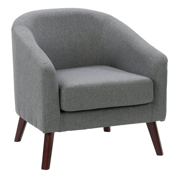CorLiving Regent Modern Polyester Fabric Upholstered Barrel Chair with Flared Wood Legs, Slate Gray