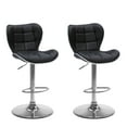 thumbnail image 1 of CorLiving Remi Set of 2 Black Faux Leather Adjustable Curved Seat Barstools, 1 of 10