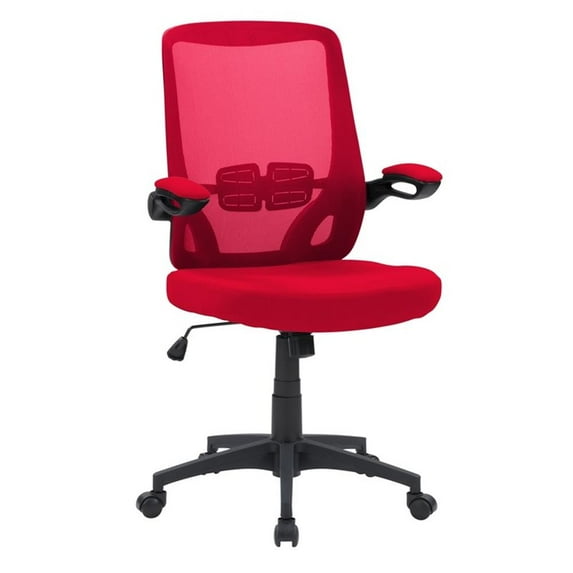 CorLiving Riley Red Ergonomic Mesh Back Adjustable Height Office Chair with Padded Seat - Office Desk Chair/Computer Chair, Comfortable Home Office Chairs with Lumbar Support