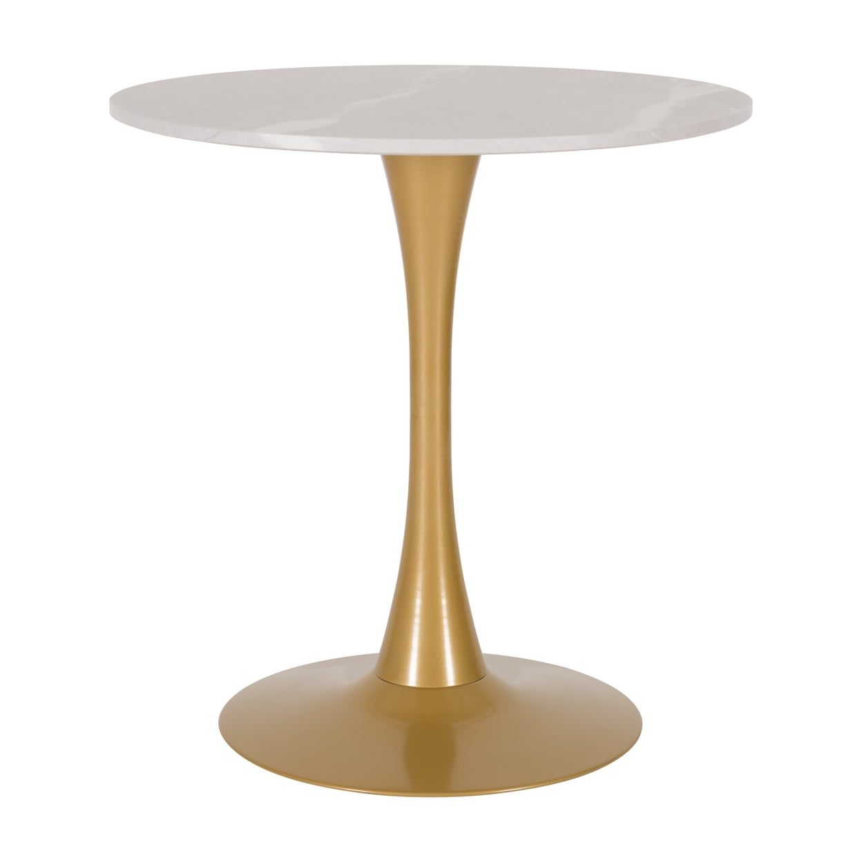 Contemporary Livia Round Marble & Wood Bistro Table in Grey/Gold